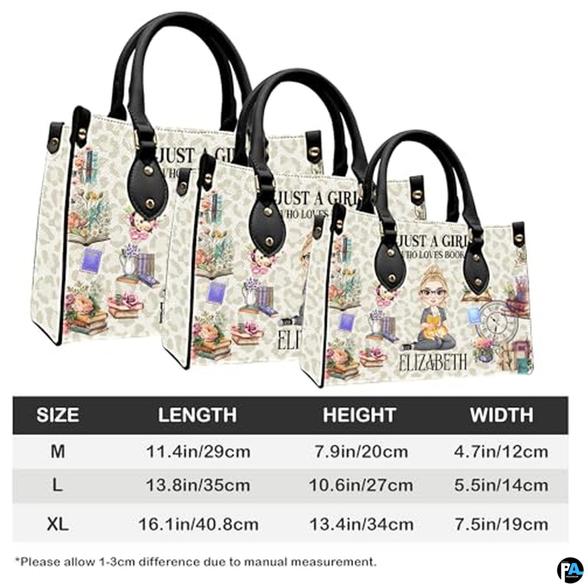 Personalized Book Lover Leather Bag, Just A Girl Who Loves Book Handbag With Name, Books Purse, Gifts For Readers, Writer