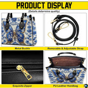 Interior view of tote handbag showing lining and storage pockets