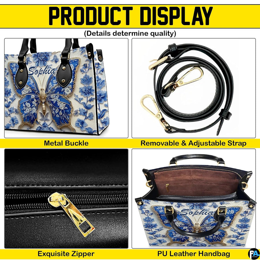 Interior view of tote handbag showing lining and storage pockets