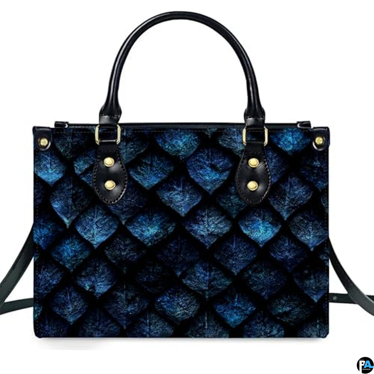 Personalized Fantasy Blue Dragon Scale Handbag for Dragon Lovers Gift