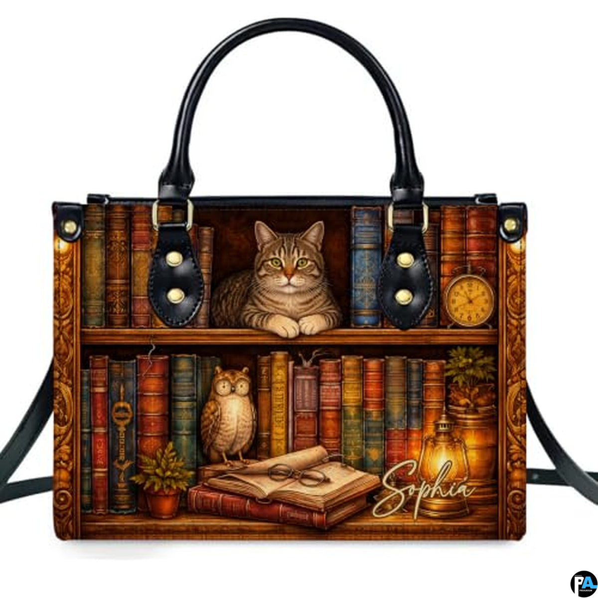 Personalized Book Lover Leather Handbag for Women, 3D Bookstore Library Tote Bag, Literary Gift for Readers, Bookworms