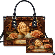 Custom Catholic Virgin Mary Leather Bag, Personalized Name Handbags and Purses for Christian Women Religious Bag Gifts