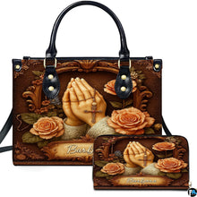 Custom Catholic Virgin Mary Leather Bag, Personalized Name Handbags and Purses for Christian Women Religious Bag Gifts