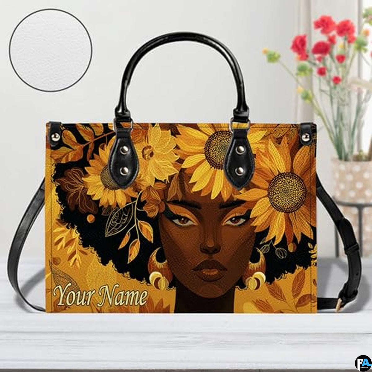 Personalized Black Women Leather Bag, Custom Name African Purses and Handbags Gifts for Mom Birthday Christmas Mothers Day
