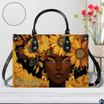 Personalized Black Women Leather Bag, Custom Name African Purses and Handbags Gifts for Mom Birthday Christmas Mothers Day