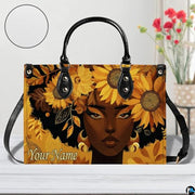 Personalized Black Women Leather Bag, Custom Name African Purses and Handbags Gifts for Mom Birthday Christmas Mothers Day
