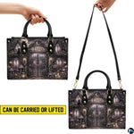 Urban street capture showcasing the gothic gate art accessory against dark clothing.