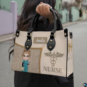 Personalized Nurse Leather Bag – Custom Medical Handbag & Purse Set with Name Gifts for Nursing Student Christmas Gift