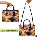 Highland Cow Leather Handbag Custom Cow Purse for Women Country Farm PU Leather Tote Gifts for Farmers Girls Mom Gift