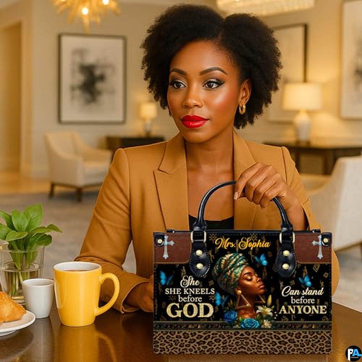 Personalized African American Leather Bag, African Purse, Gifts for Black Girl Women, Black History Handbags