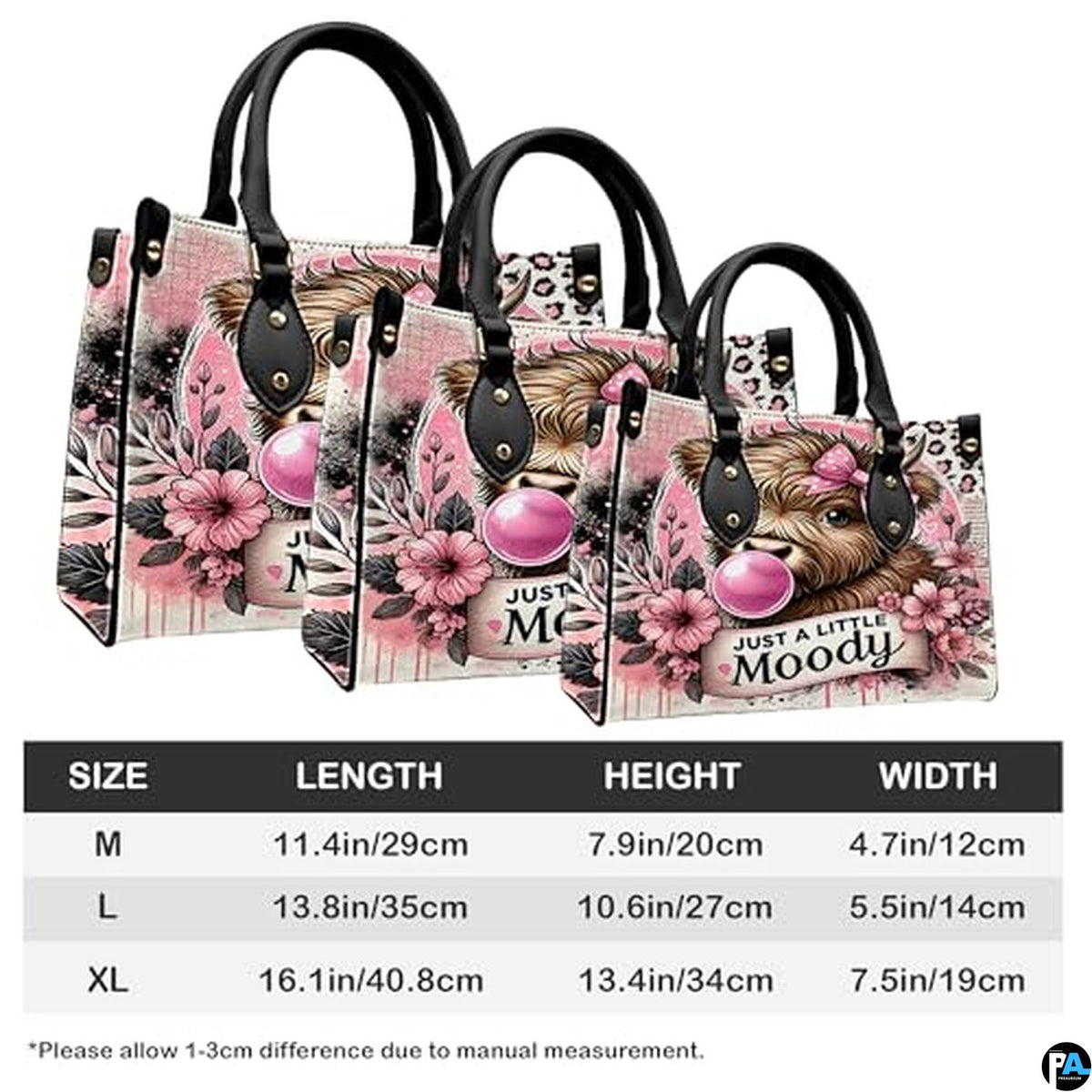Highland Cow Leather Handbag Custom Cow Purse for Women Country Farm PU Leather Tote Gifts for Farmers Girls Mom Gift