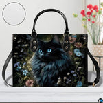 Black Cat Leather Bag – Vintage Cat Art Handbag, Stylish Animal-Themed Purse, Unique Gift for Cat Lovers