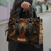 Personalized Witch Handbag with Purse, Custom Name Gothic Leather Bag Set for Women, Halloween Shoulder Bag, Witch Gift