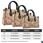 Handbag sizing diagram illustrating medium, large, and extra-large dimensions