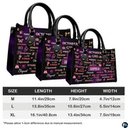 Side angle view of autumn birthday queen handbag and wallet showing structured profile