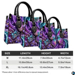 Side perspective view of purple crystal butterfly handbag and wallet pair