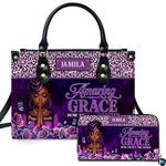 Personalized Leather Handbag for Black Women, Custom African Purse Bag Set, Birthday Meaningful Gifts for Mom, Friend