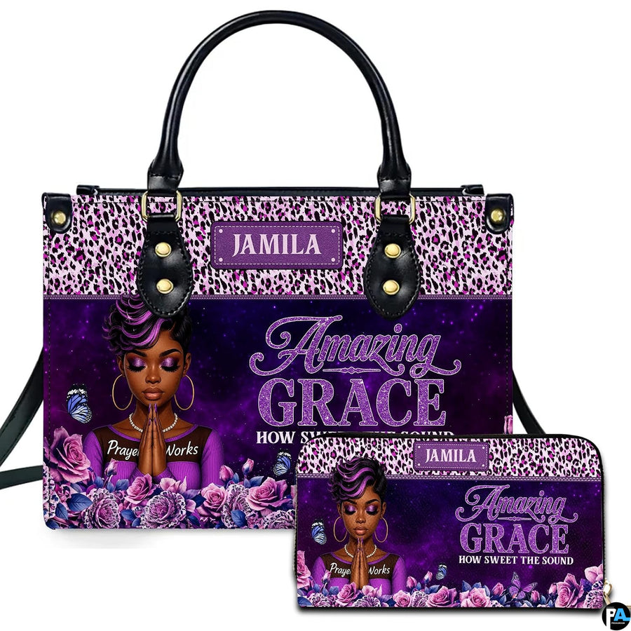 Personalized Leather Handbag for Black Women, Custom African Purse Bag Set, Birthday Meaningful Gifts for Mom, Friend