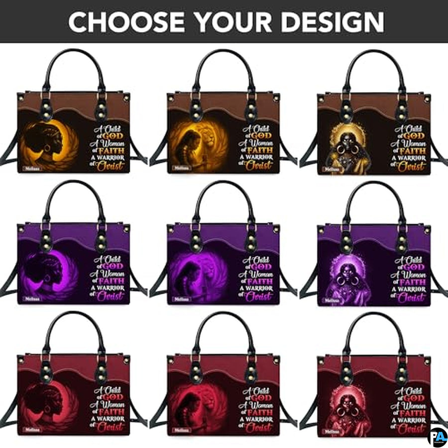 Personalized Leather Handbag for Black Women, Custom African Purse Bag Set, Birthday Meaningful Gifts for Mom, Friend