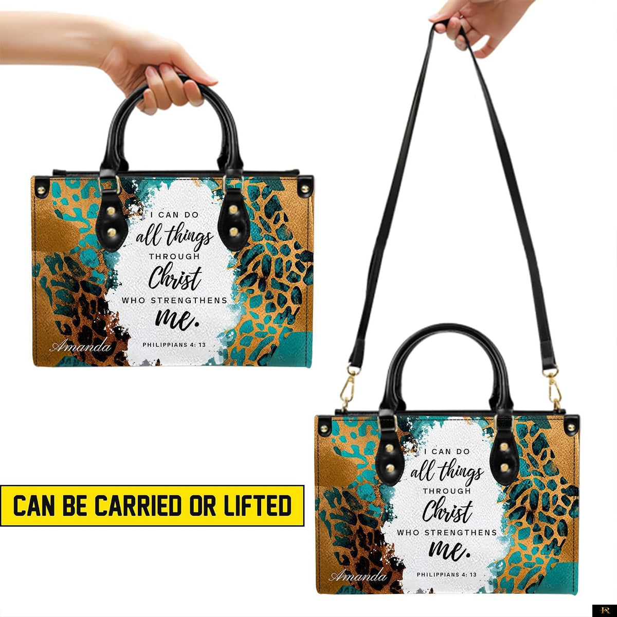 PREAUREUM "{split_values}" Personalized {collection_title} Leather Handbag