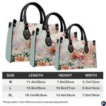 Matching zip wallet showing the full watercolor flamingo illustration and floral motif.