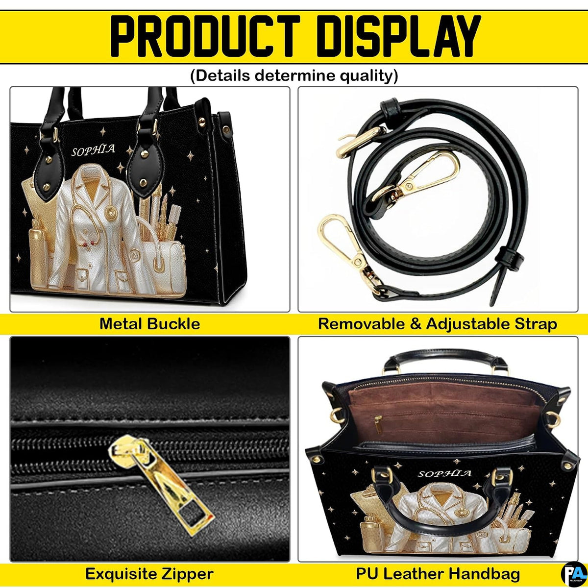 Model carrying black doctor handbag showcasing elegant styling and scale