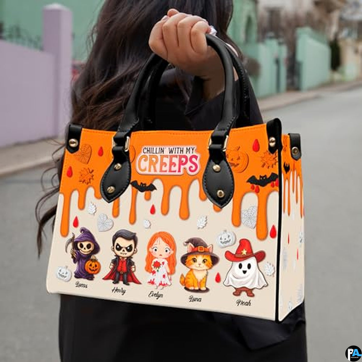 Personalized Witch Leather Bags, Halloween Purses For Women, Witch Art Bag, Spooky Halloween Purses, Holiday Gifts