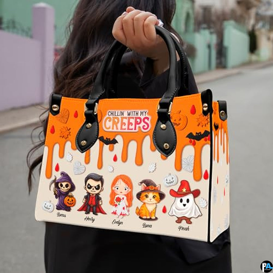 Personalized Witch Leather Bags, Halloween Purses For Women, Witch Art Bag, Spooky Halloween Purses, Holiday Gifts
