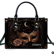 Alternate angle presentation presenting the complete masquerade mask art accessory pairing.
