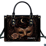 Alternate angle presentation presenting the complete masquerade mask art accessory pairing.
