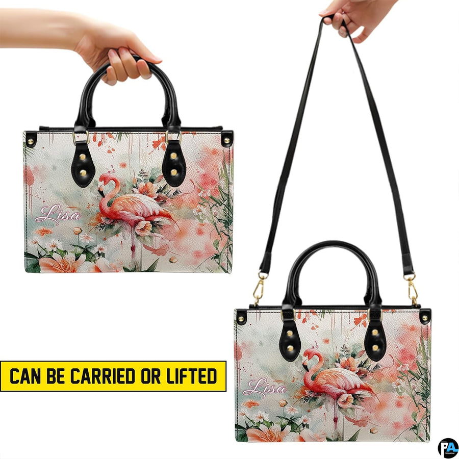 Interior view of the handbag displaying lining and spacious central compartment.