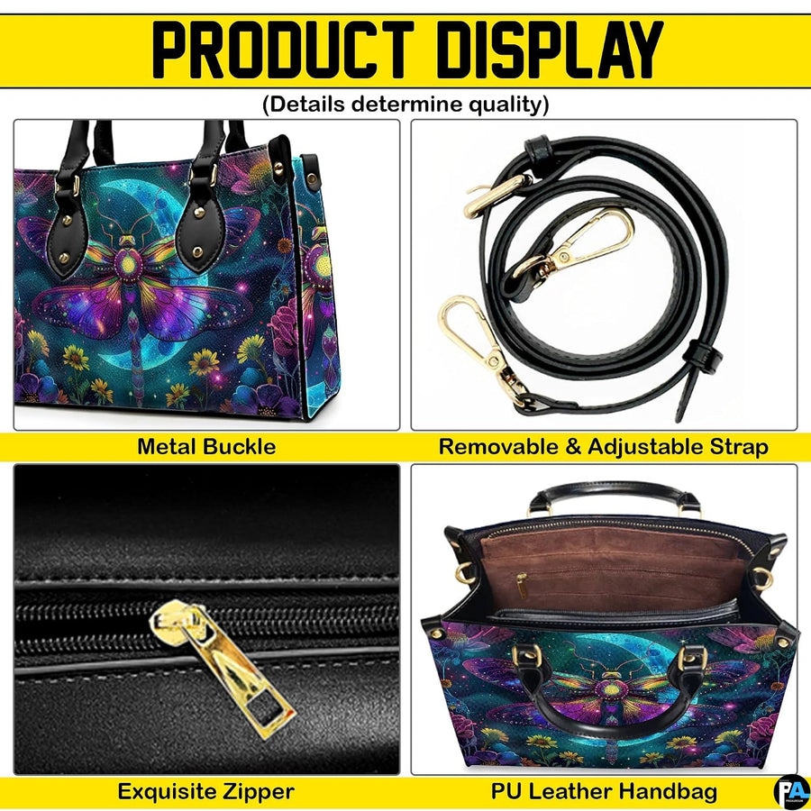 Interior view of celestial moth handbag showing open storage compartment with fabric lining
