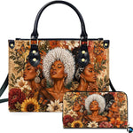 Front studio showcase presenting the three women botanical motif and coordinating accessory on white ground.