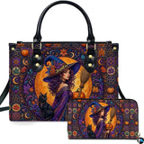 Stained Glass Gothic Witch Black Cat Autumn Art Design