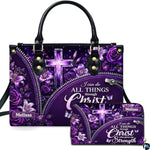 Personalized Christian Leather Handbag, Jesus Christian Tote Bag, Bible Purse, Religious Bags Gift for Mom, Women