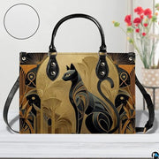Black Cat Leather Bag – Vintage Cat Art Handbag, Stylish Animal-Themed Purse, Unique Gift for Cat Lovers