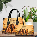 Personalized Leather Handbag for Black Women, Custom African Purse Bag Set, Birthday Meaningful Gifts for Mom, Friend