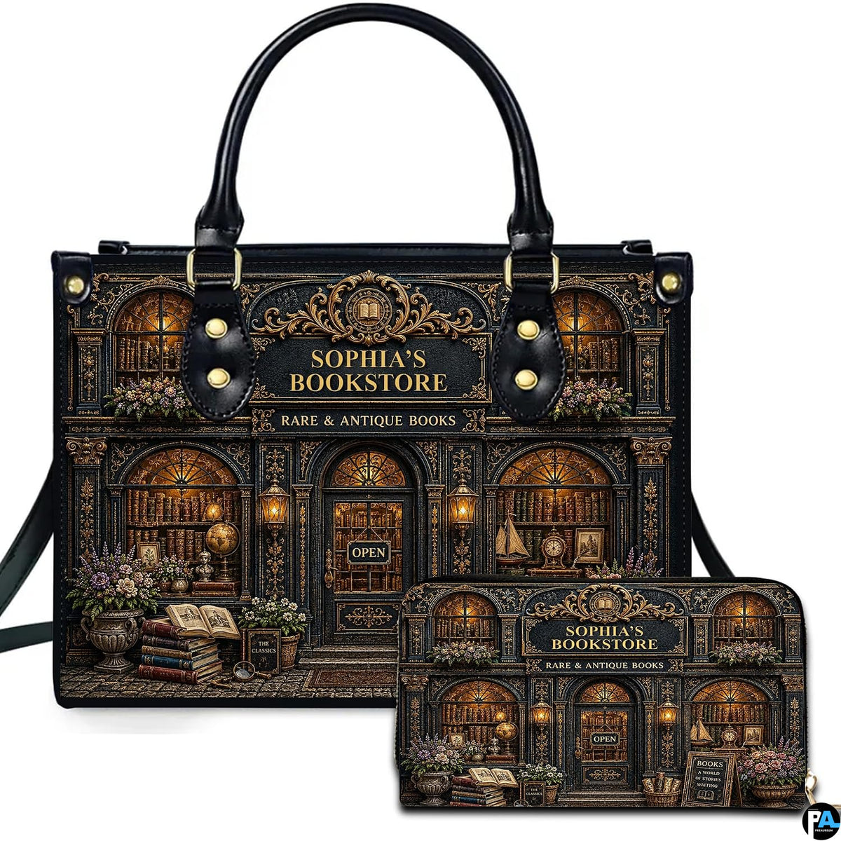 Personalized Book Lover Leather Handbag for Women, 3D Bookstore Library Tote Bag, Literary Gift for Readers, Bookworms