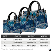 Coordinated arrangement of sea turtle handbag and wallet highlighting the unified marine artwork.