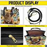 Highland Cow Leather Handbag Custom Cow Purse for Women Country Farm PU Leather Tote Gifts for Farmers Girls Mom Gift