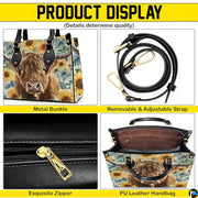Highland Cow Leather Handbag Custom Cow Purse for Women Country Farm PU Leather Tote Gifts for Farmers Girls Mom Gift