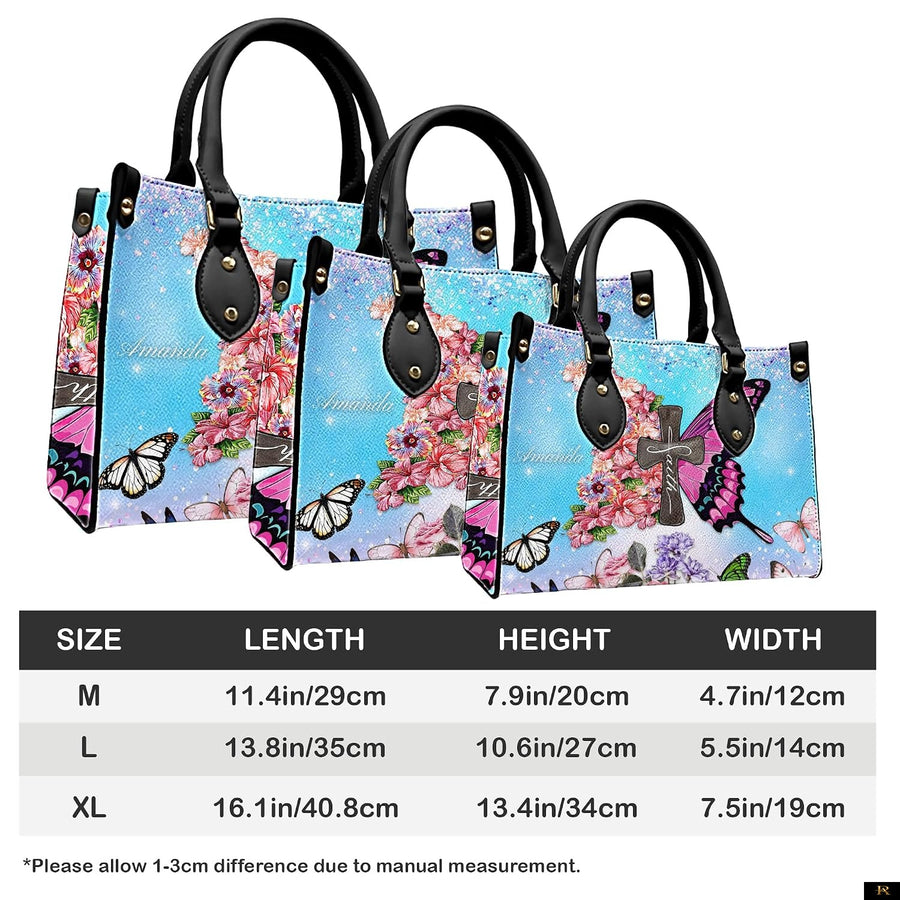 PREAUREUM "{split_values}" Personalized {collection_title} Leather Handbag