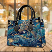 Personalized Dragon Leather Handbag, Fantasy Gothic Purse for Women, Mythical Shoulder Bag Gift for Dragon Lovers