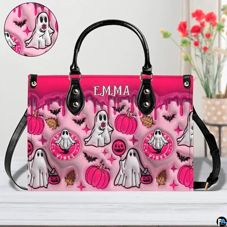 Personalized Witch Leather Bags, Halloween Purses For Women, Witch Art Bag, Spooky Halloween Purses, Holiday Gifts