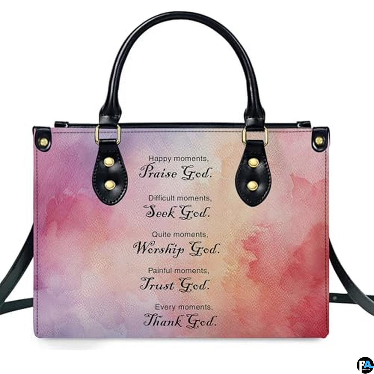 Personalized Watercolor Scripture Handbag for Faith Gift
