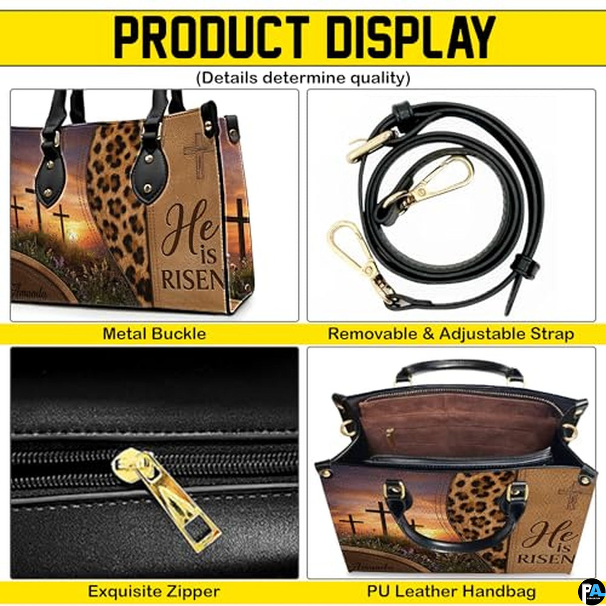 Personalized Christian Leather Handbag – Custom Purse Faith Gift for Mom, Grandma, Women Birthday or Christmas