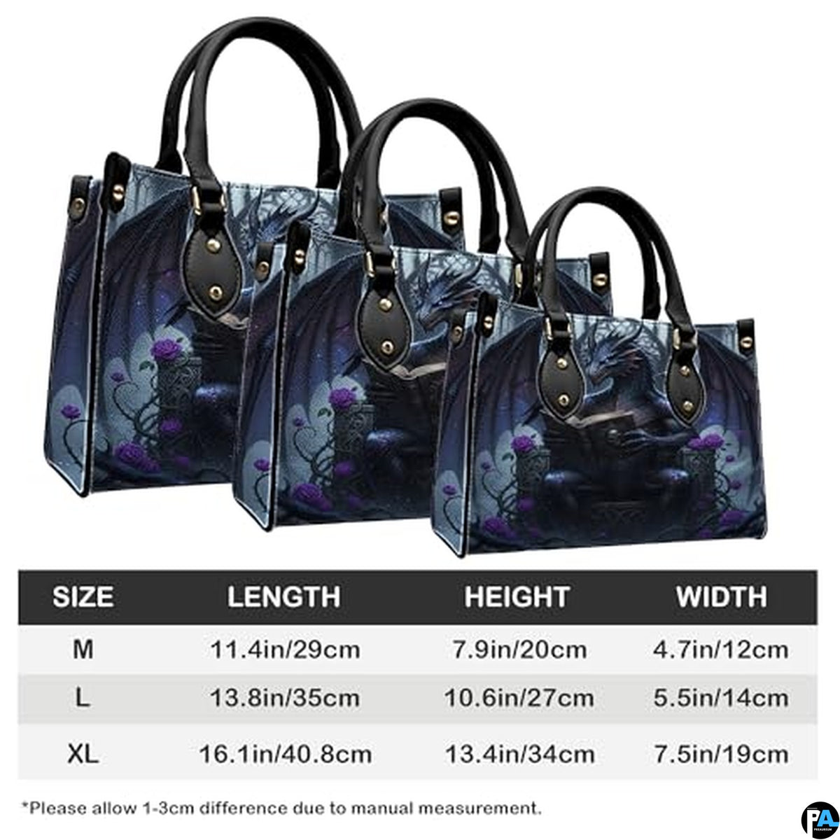 Personalized Dragon Leather Handbag, Fantasy Gothic Purse for Women, Mythical Shoulder Bag Gift for Dragon Lovers