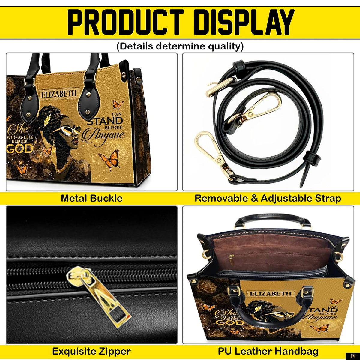 PREAUREUM "{split_values}" Personalized {collection_title} Leather Handbag