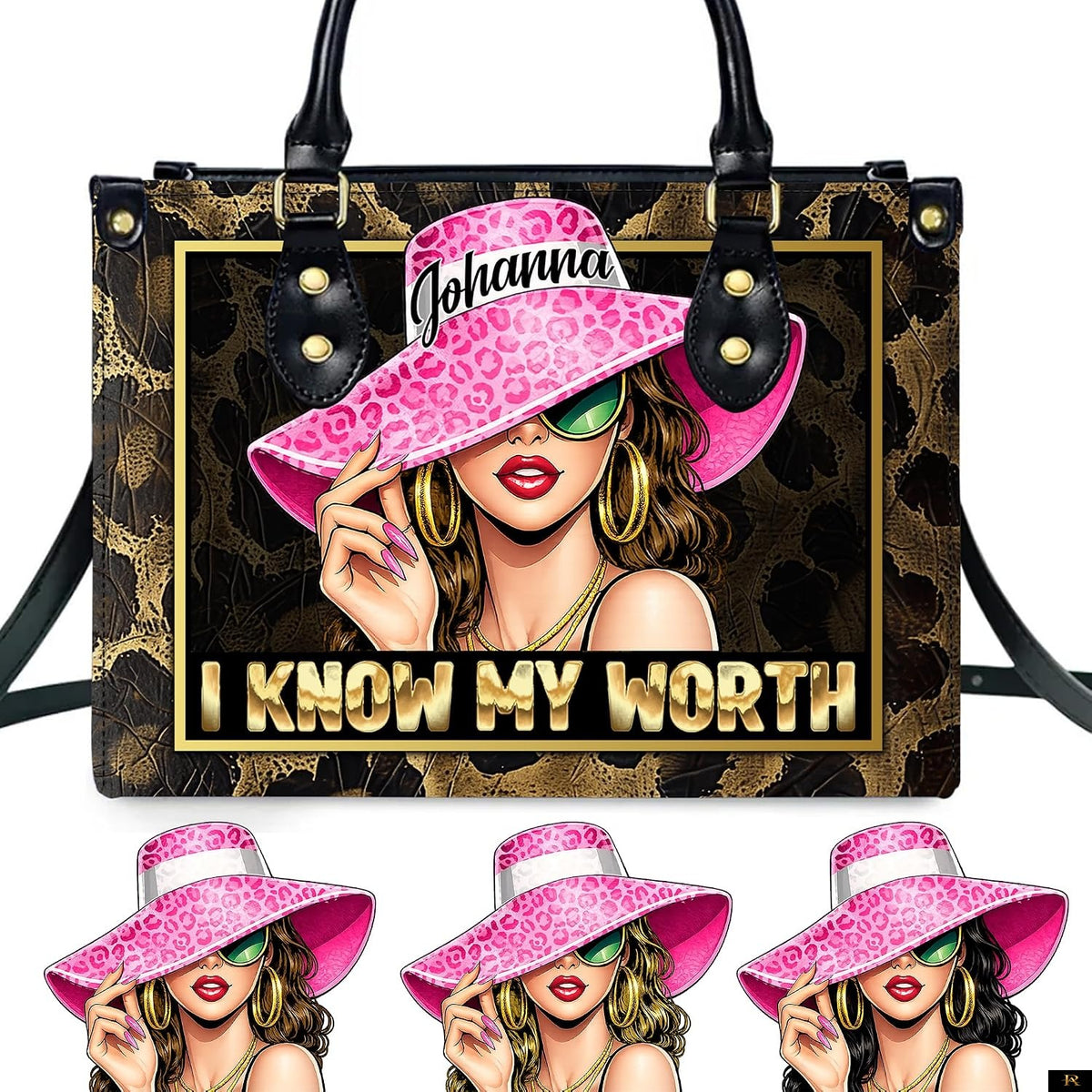 PREAUREUM "{split_values}" Personalized {collection_title} Leather Handbag