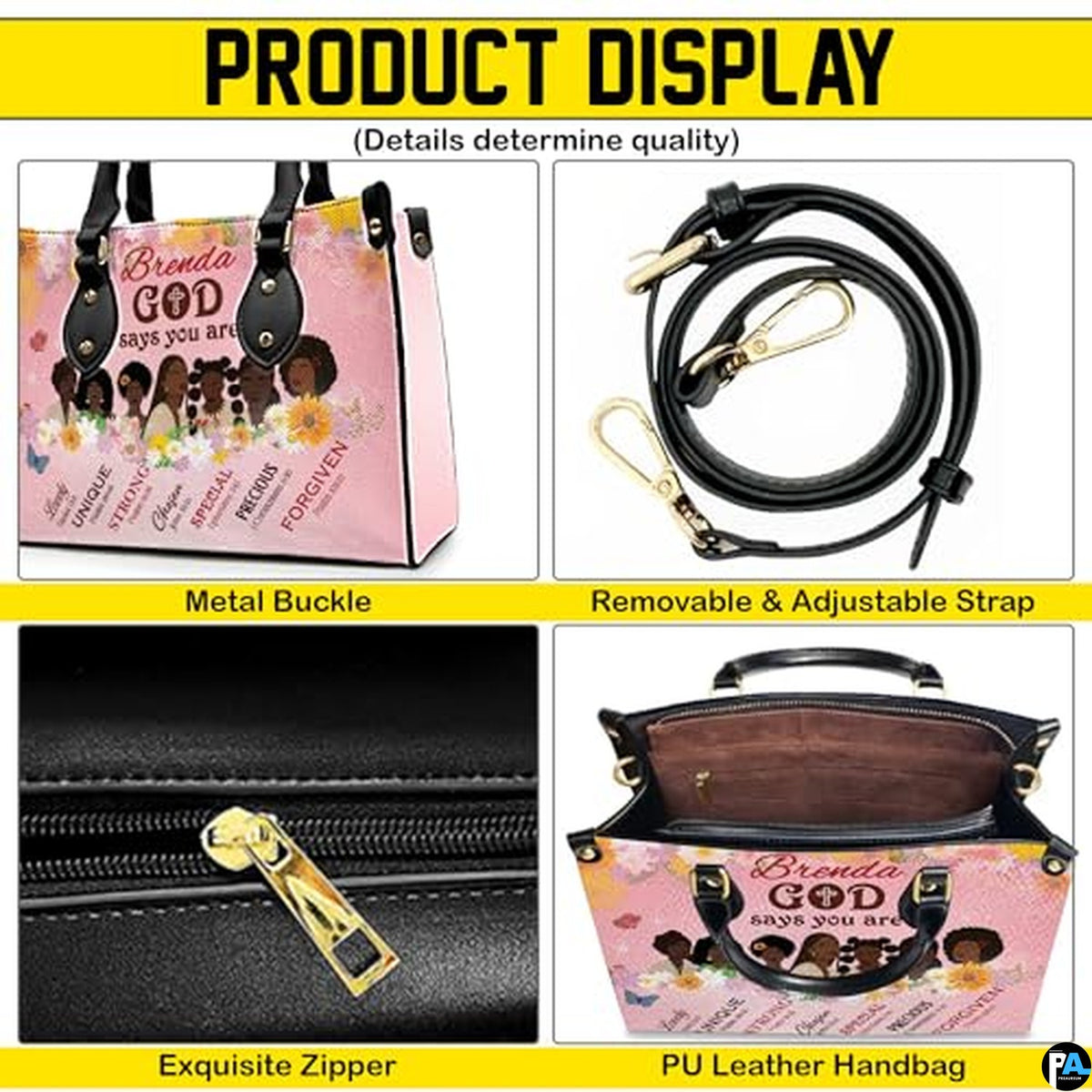 Personalized Leather Handbag for Black Women, Custom African Purse Bag Set, Birthday Meaningful Gifts for Mom, Friend